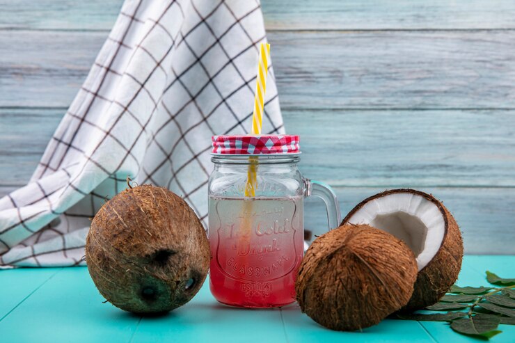 coconuts with juice