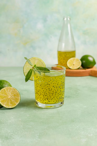 Mint Chia Seeds Limeade with Raw Honey