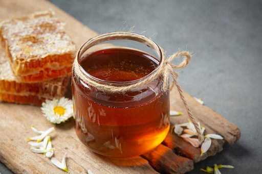 honey jar with flower