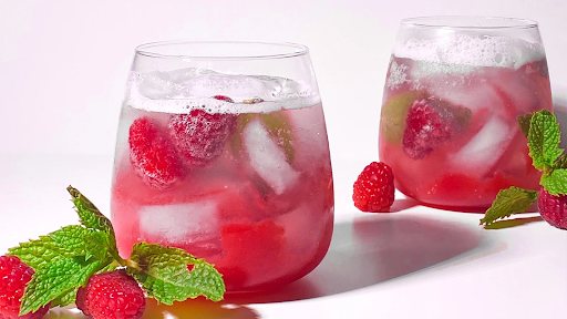 Raspberry and mint refresher drink